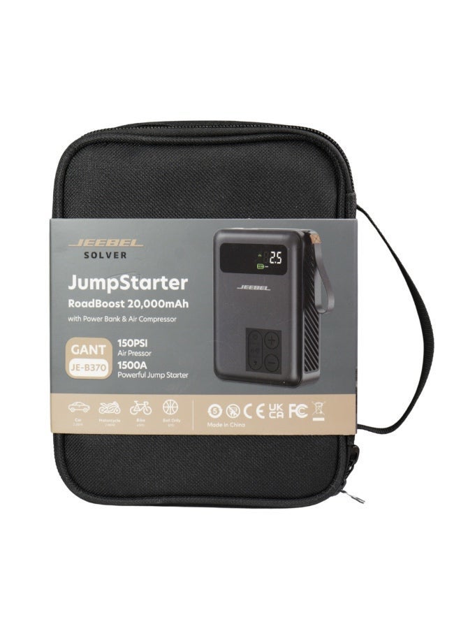 JEEBEL SOLVER Car Emergency Kit – 20000mAh Power Bank, 1500A Jump Starter, and 150 PSI Air Compressor | All-in-One Emergency Power Station - Image 4